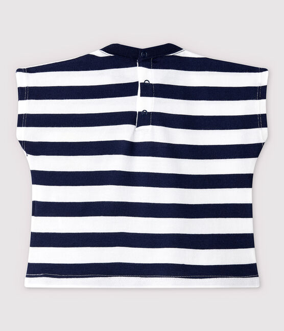 Tee-shirt manches courtes en jersey bébé garçon bleu SMOKING/blanc MARSHMALLOW