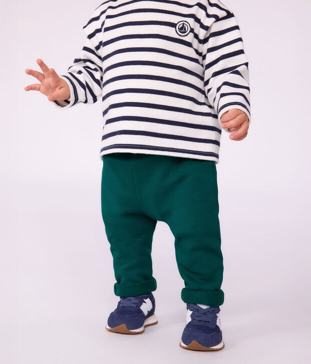 Pantalon de jogging b&eacute;b&eacute; en coton uni vert fonc&eacute;