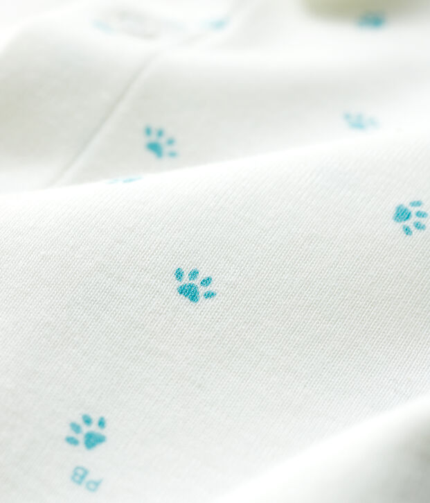 Dors-bien sans pieds pattounes b&eacute;b&eacute; en coton blanc/gris