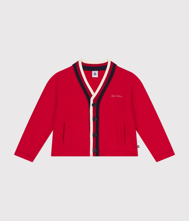 Cardigan en molleton enfant gar&ccedil;on rouge