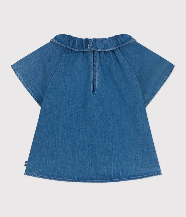 Blouse b&eacute;b&eacute; en jean manches courtes bleu