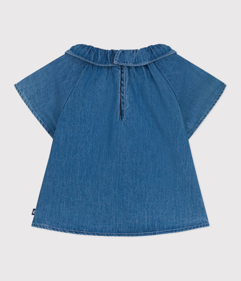 Blouse b&eacute;b&eacute; en jean manches courtes bleu DENIM CLAIR