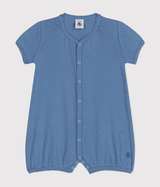 Combinaison courte en coton ajouré bébé bleu BEACH