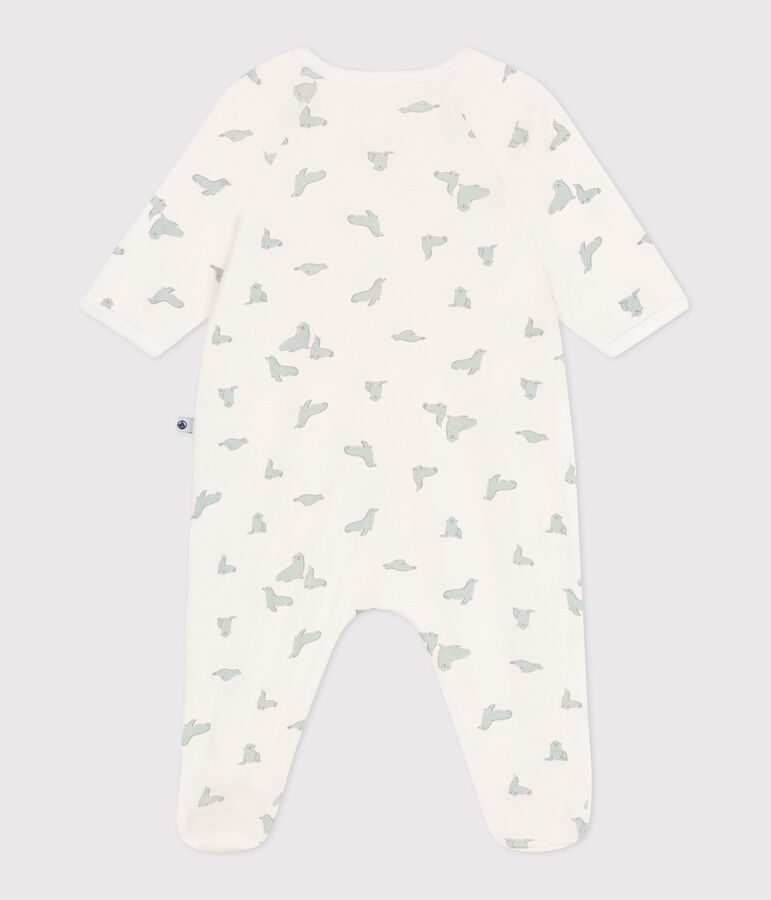 Pyjama b&eacute;b&eacute; en coton phoques blanc MARSHMALLOW/blanc MULTICO