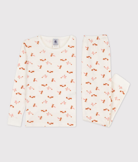 Pyjama ajusté oiseau en coton blanc MARSHMALLOW/blanc MULTICO