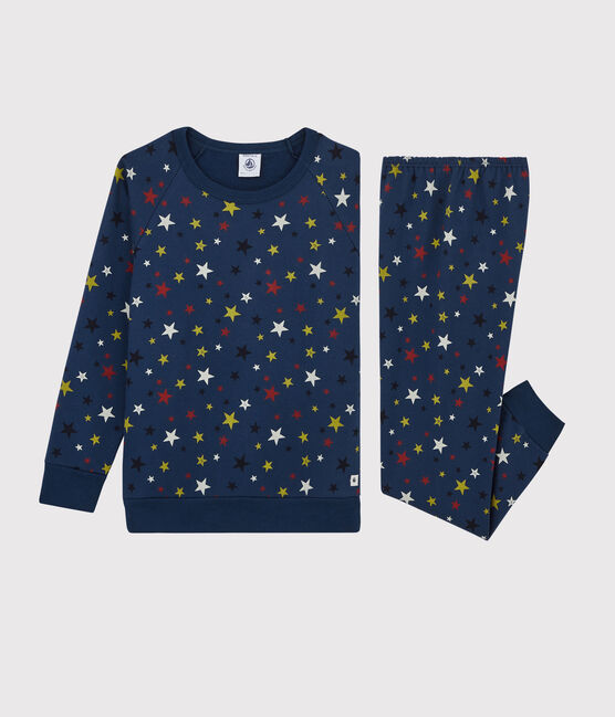 Pyjama enfant à motifs étoiles en molleton bleu MEDIEVAL/blanc MULTICO