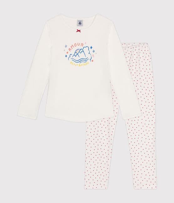 Pyjama en coton enfant blanc MARSHMALLOW/blanc MULTICO