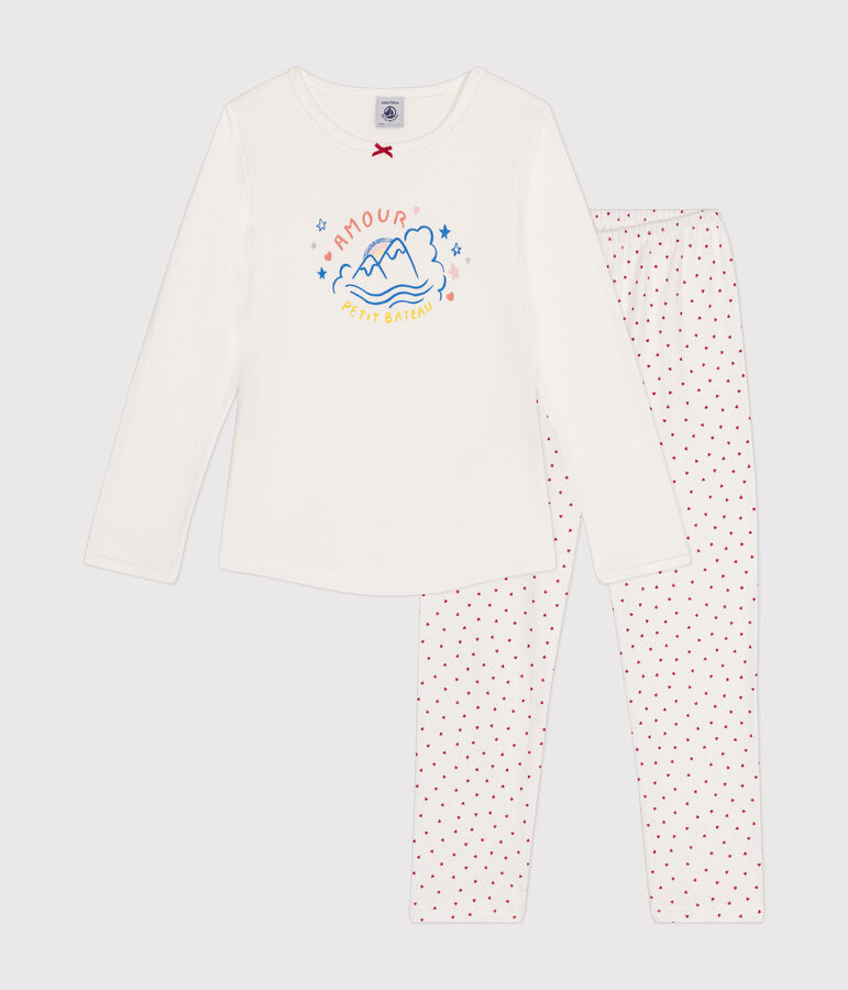 Pyjama en coton enfant blanc MARSHMALLOW/blanc MULTICO