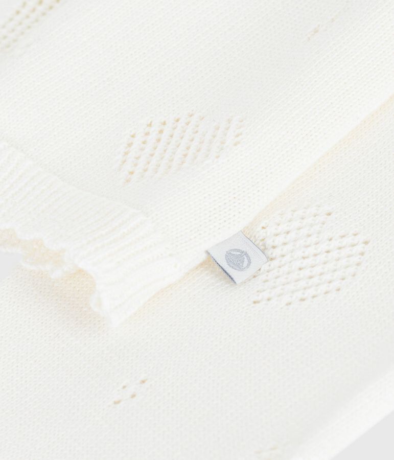 Cardigan enfant en coton uni blanc MARSHMALLOW