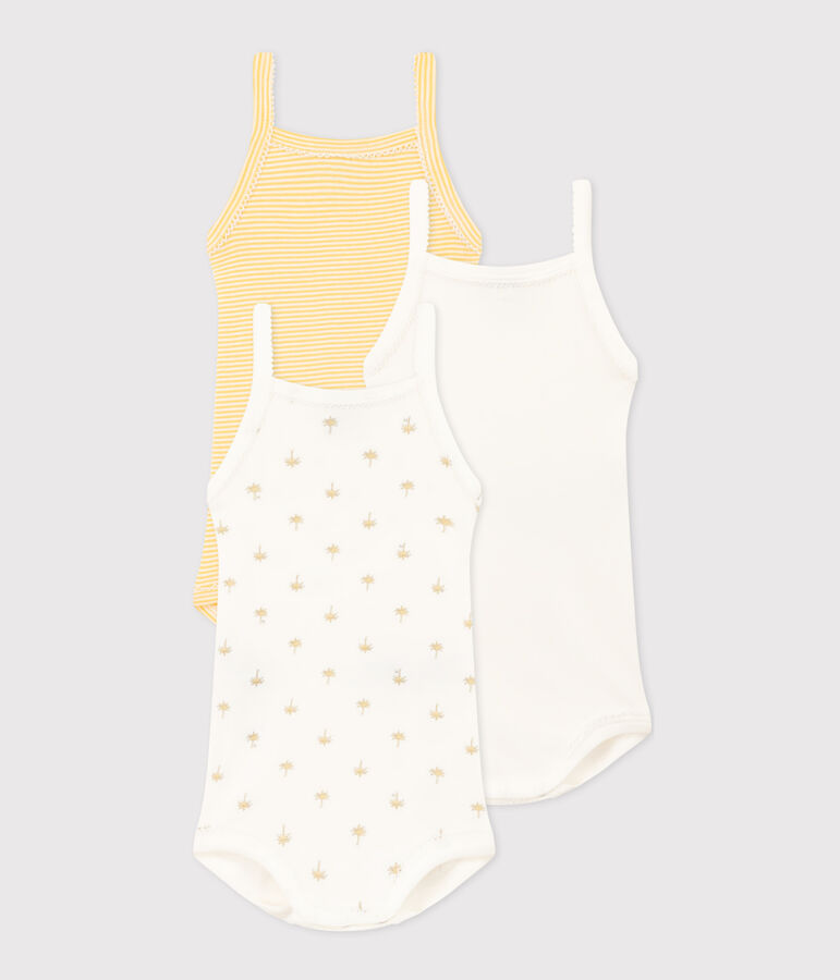 Lot de 3 bodies bretelles palmiers en coton multicouleur
