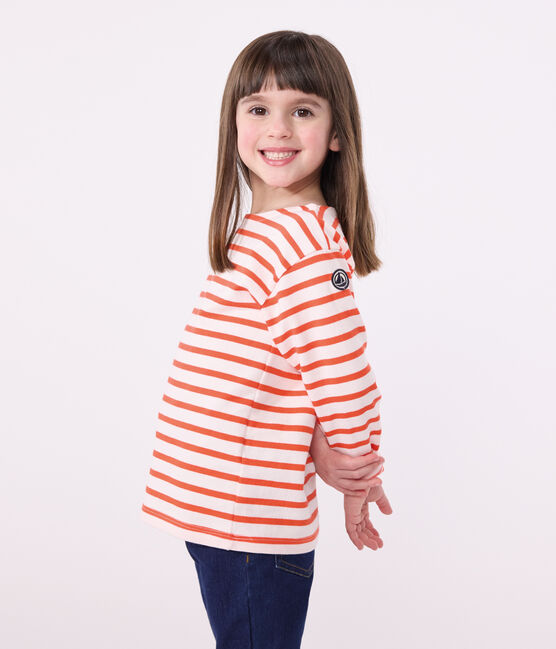 Marinière enfant mixte en coton manches longues rose FLEUR/ SPICY