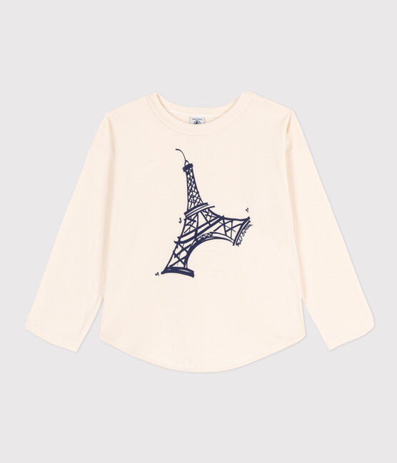 Tee-shirt manches longues en tubique enfant fille / garçon écru AVALANCHE