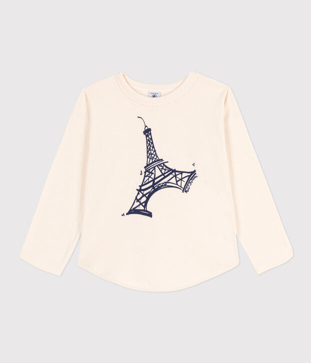 Tee-shirt manches longues en tubique enfant fille / gar&ccedil;on &eacute;cru