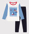 Pyjama enfant en coton manches longues bleu SMOKING/blanc MULTICO