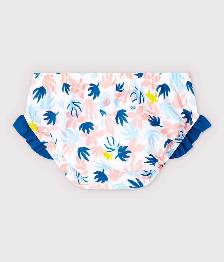 Bas de maillot de bain &eacute;coresponsable b&eacute;b&eacute; fille blanc MARSHMALLOW/blanc MULTICO