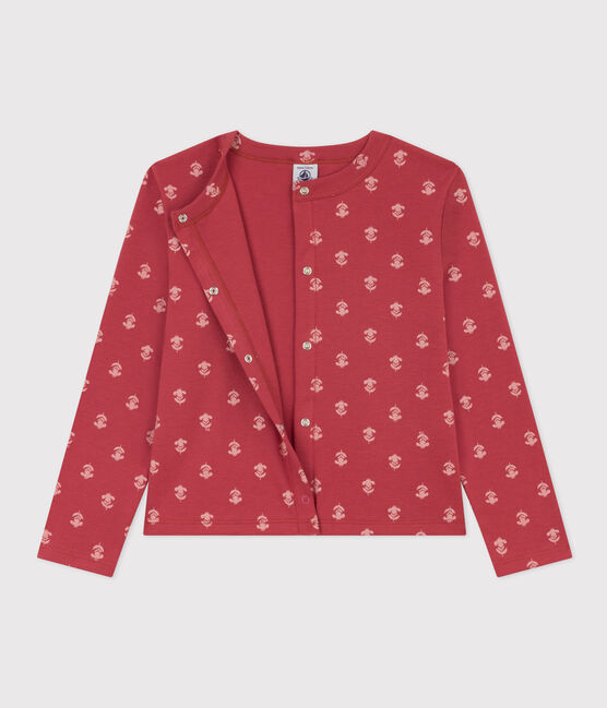 Cardigan imprimé en coton enfant fille rose PAPI/beige AVALANCHE