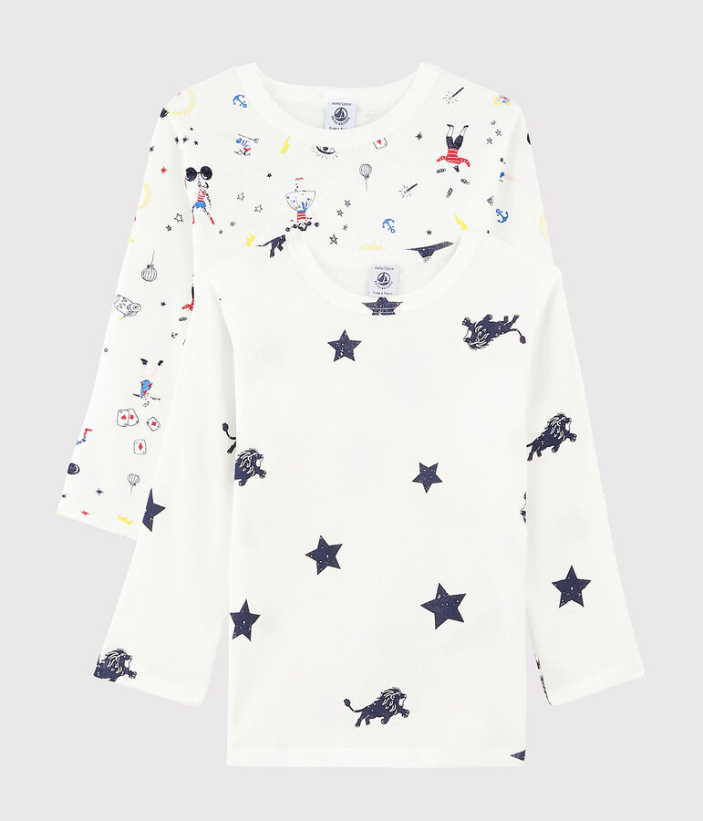 Lot de 2 tee-shirts manches longues imprim&eacute; festif petit gar&ccedil;on variante 1