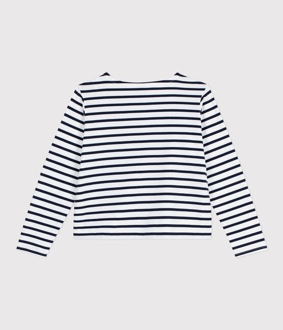 Marinière femme en coton blanc MARSHMALLOW/bleu SMOKING