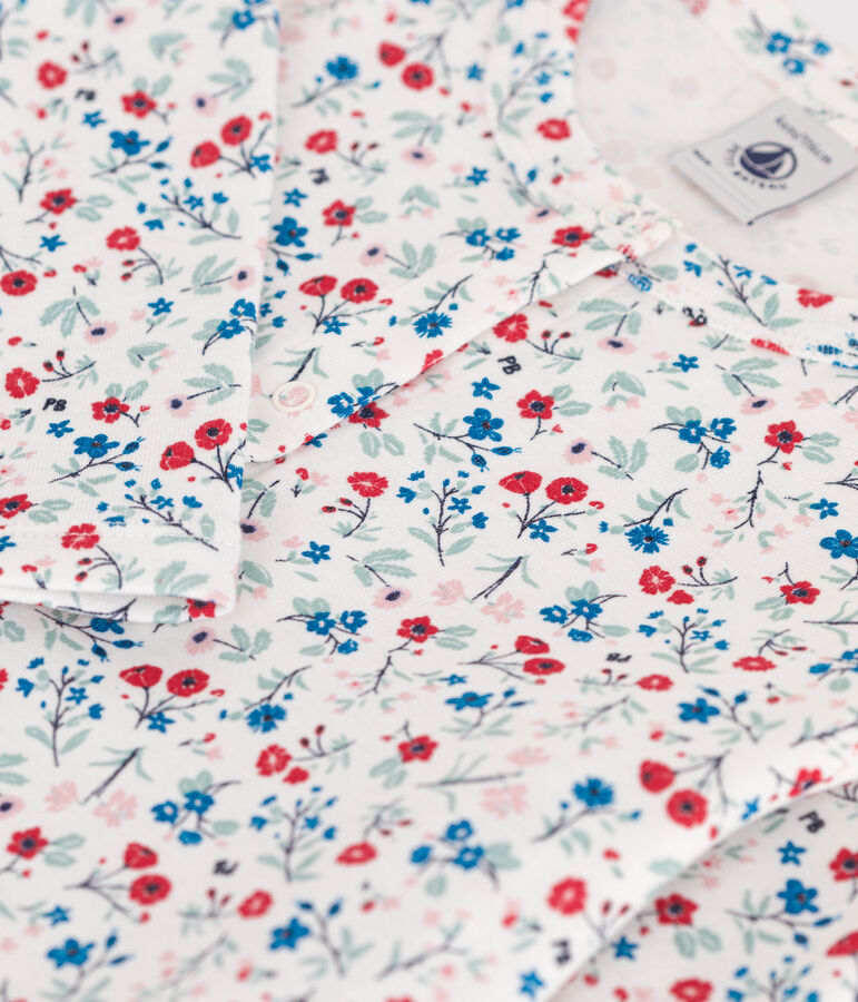 Cardigan enfant en coton fleuri blanc MARSHMALLOW/blanc MULTICO