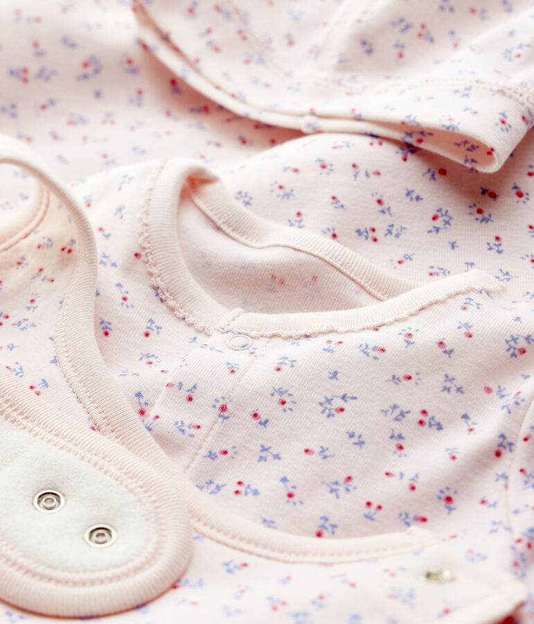 Coffret cadeau naissance rose b&eacute;b&eacute; en coton biologique variante 1