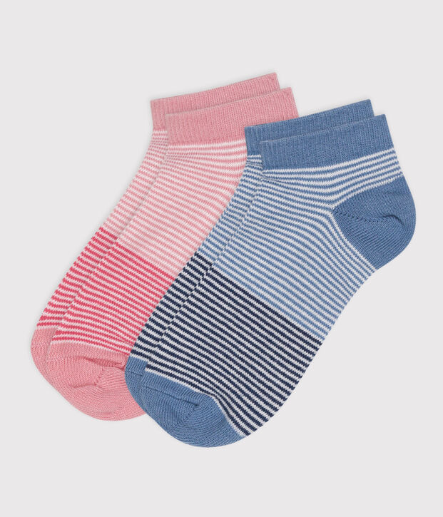 2 paires de chaussettes enfant fille en coton milleraies multicouleur