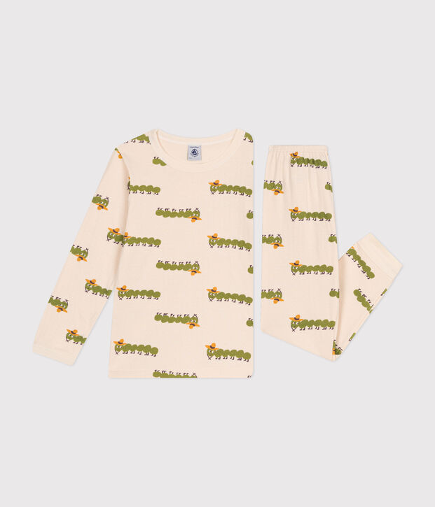 Pyjama imprim&eacute; animal en coton enfant &eacute;cru/multicouleur