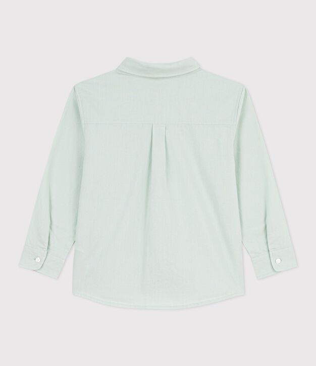 Chemise enfant en coton &agrave; manches longues unie vert clair