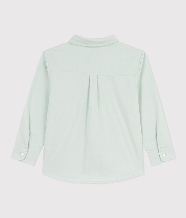 Chemise enfant en coton &agrave; manches longues unie vert clair