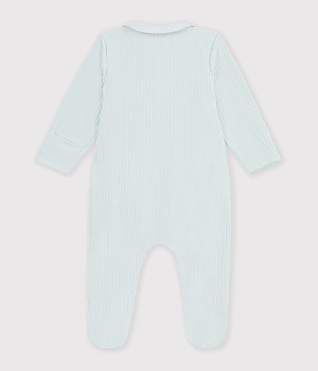 Pyjama b&eacute;b&eacute; en velours avec col uni vert clair