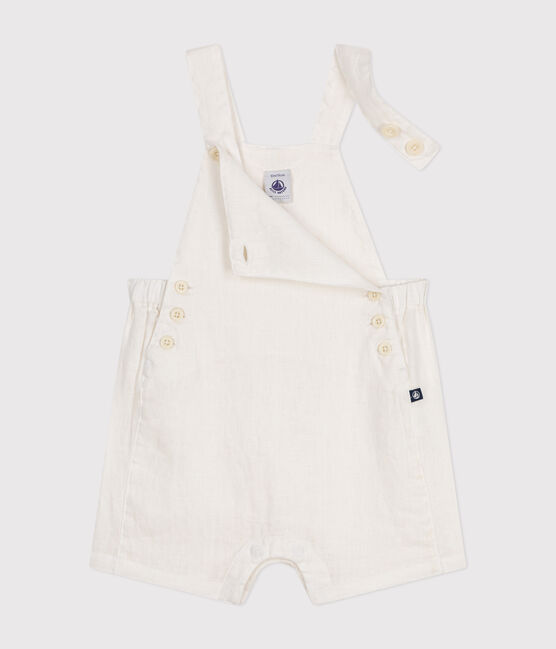 Salopette courte en lin bébé blanc ECUME