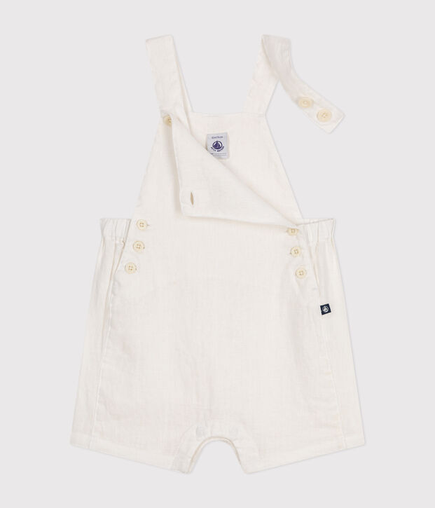 Salopette courte en lin b&eacute;b&eacute; blanc