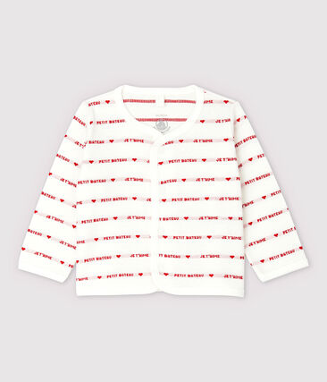 PETIT BATEAU - Cardigan Petit Bateau Je t'aime bébé en jacquard en coton biologique