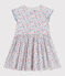 Robe enfant en coton manches courtes fleurie blanc MARSHMALLOW/blanc MULTICO