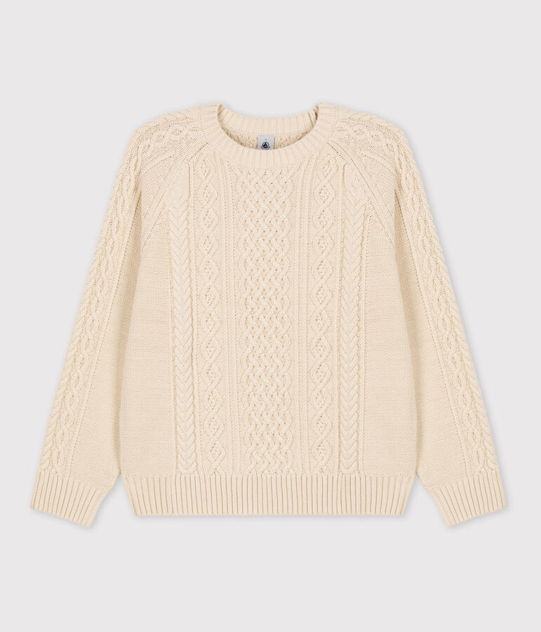 Pull Irlandais en coton Femme &eacute;cru