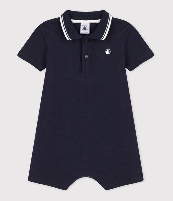 Combinaison courte en coton bébé bleu SMOKING