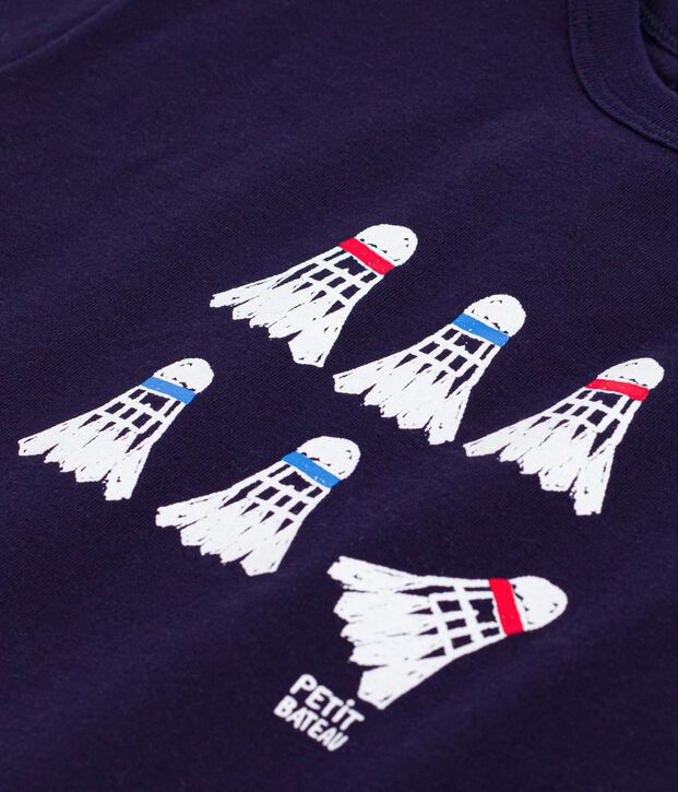 Tee-shirt enfant manches courtes en coton bleu marine