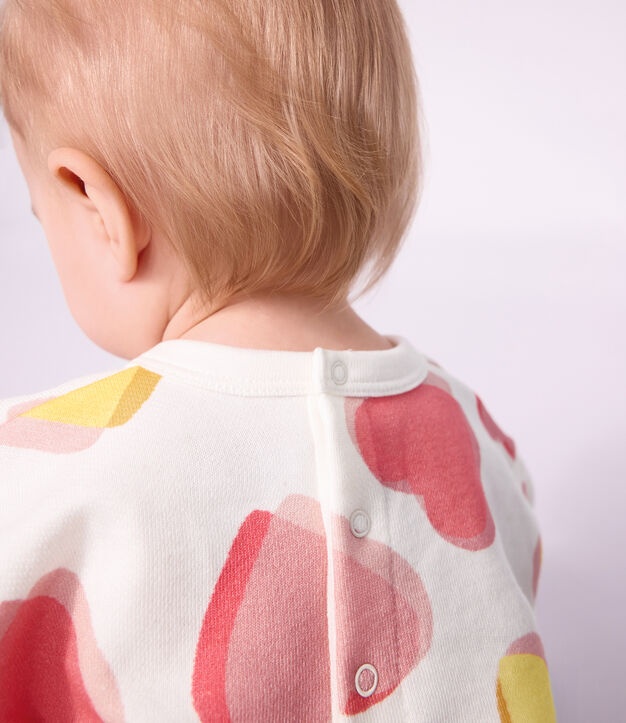 Sweatshirt b&eacute;b&eacute; en coton imprim&eacute; c&oelig;urs blanc/multicouleur