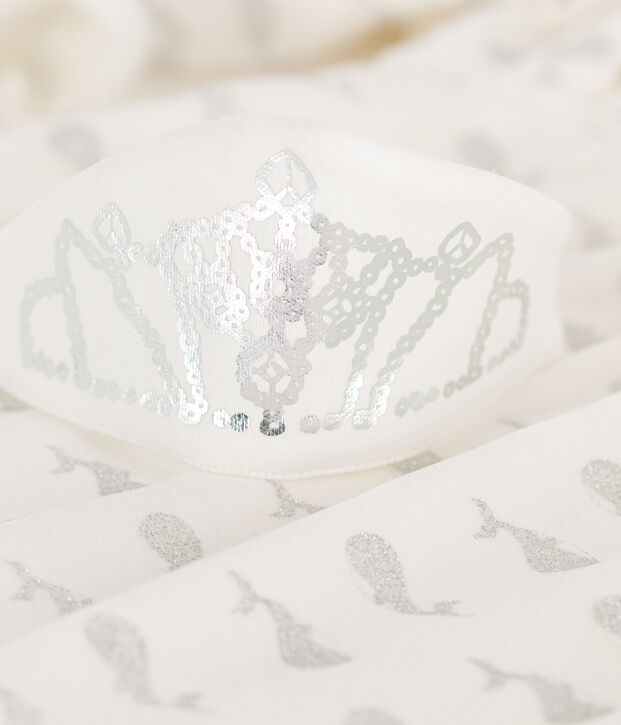 Chemise de nuit petite fille en velours blanc/gris