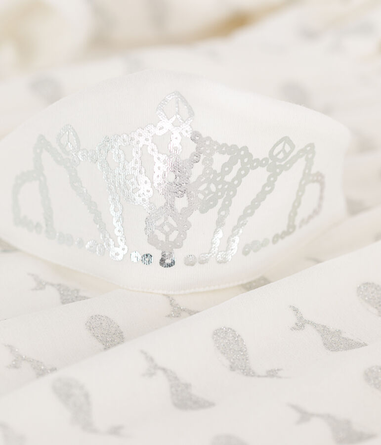 Chemise de nuit petite fille en velours blanc/gris