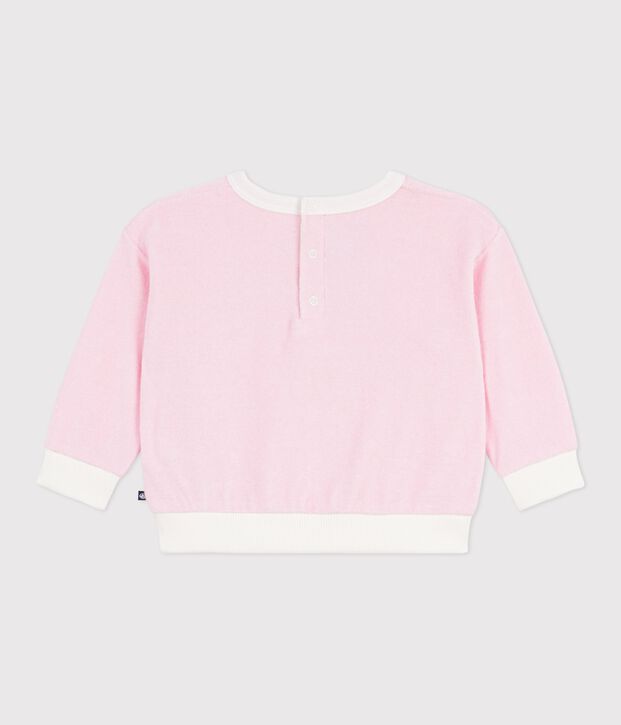 Sweatshirt &agrave; capuche b&eacute;b&eacute; en coton, uni et badge glace rose clair