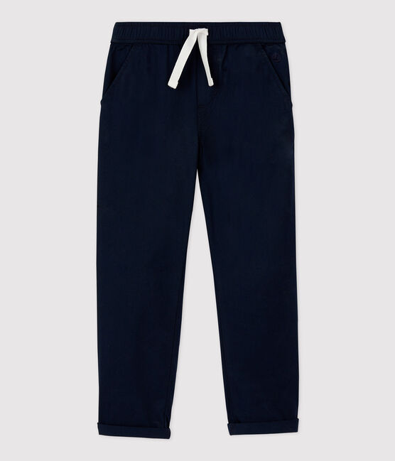 Pantalon regular en serge de coton enfant garçon bleu SMOKING
