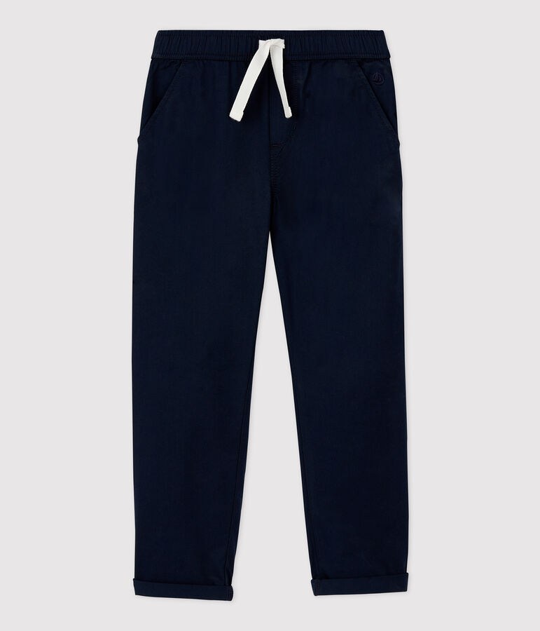 Pantalon regular en serge de coton enfant gar&ccedil;on bleu SMOKING