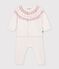 Ensemble b&eacute;b&eacute; en tricot &agrave; motif jacquard &eacute;cru/rose