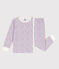 Pyjama fleurs en coton petite fille blanc MARSHMALLOW/blanc MULTICO