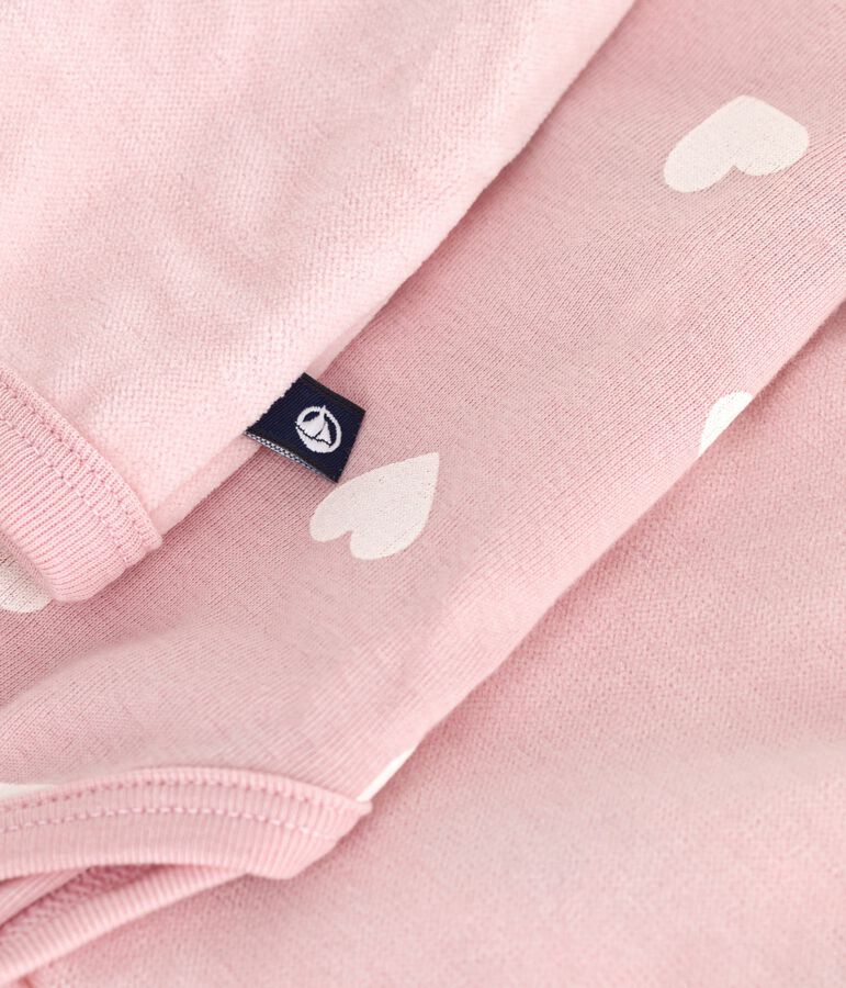 Ensemble cadeau b&eacute;b&eacute; 2 pi&egrave;ces en velours et body imprim&eacute; c&oelig;urs rose