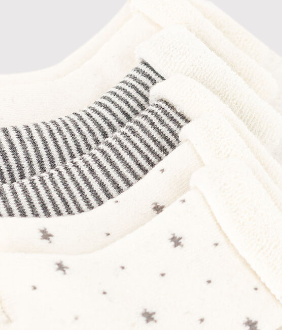 Lot de 3 paire de chaussettes bébé en tricot uni et à rayures variante 1