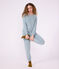 Pyjama femme en coton &eacute;ponge uni vert gris