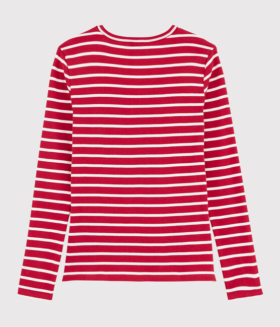 T-shirt iconique col V Femme rouge TERKUIT/blanc MARSHMALLOW