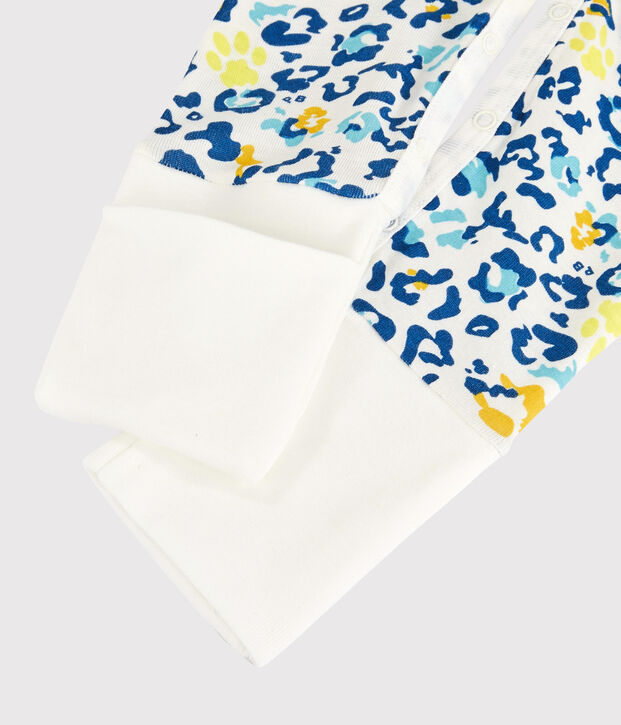 Dors-bien &agrave; pieds amovibles b&eacute;b&eacute; phosphorescent imprim&eacute; panth&egrave;re en coton blanc/multicouleur