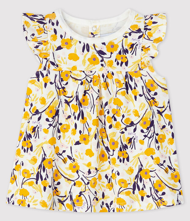 Blouse manches courtes b&eacute;b&eacute; fille blanc/multicouleur